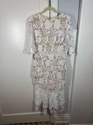 Ivy City Cecilia White Lace Midi Dress Size 12 bridal wedding rehearsal NEW thumbnail 6