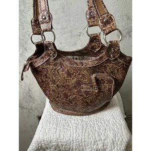 Western Dragonfly Studded Shoulder Bag Wallet Set Tooled Boho Cowgirl Purse thumbnail 3