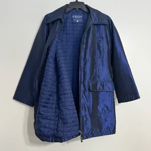 Guess Women's Dark Blue Shiny Long Winter‎ Jacket Size Small Missing Belt thumbnail 5