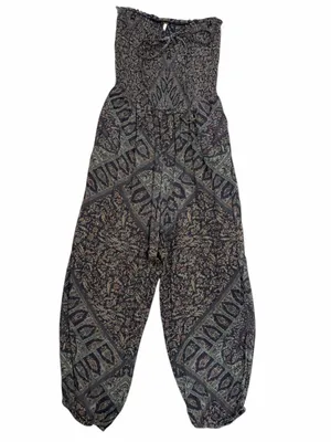 Free People Paisley Smocked Jumper M Boho Chic Balloon Leg Whimsigoth Jumpsuit thumbnail 5