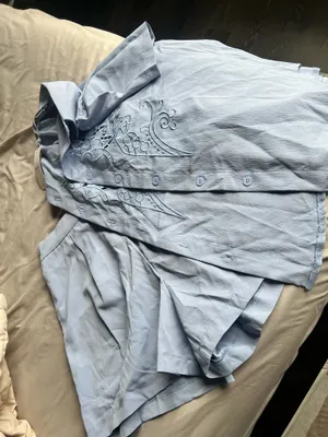 Light Blue Embroidered Short-Sleeve Shirt Set thumbnail 4