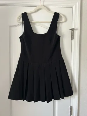 English Factory Classic Black U-Neck Pleated Sleeveless Tank Mini Dress thumbnail 5