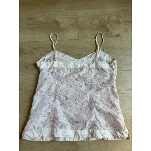 VINTAGE American Eagle 100% silk tank top adjustable straps floral print size 12 thumbnail 2