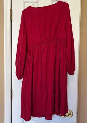 Dress Loose Flowy Pink Long Sleeve Size XL Artsy Motherhood thumbnail 3