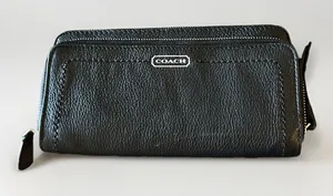 Coach Prk‎ Leather Double Acc Zip Black $258 thumbnail 1