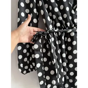 Lulus Women’s Polka Dots Satin Ruffled Romper‎ Elegant Glam Cocktail Size Small thumbnail 9