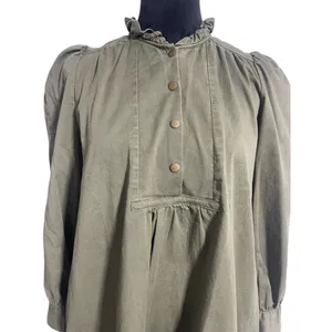 Tuckernuck Pomander Place Medium Green Claiborne Dress Short Long Sleeve Olive thumbnail 4