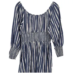 NWT Anthropologie Long Sleeve Sweetheart Midi Dress Blue Striped Size Small Boho thumbnail 11