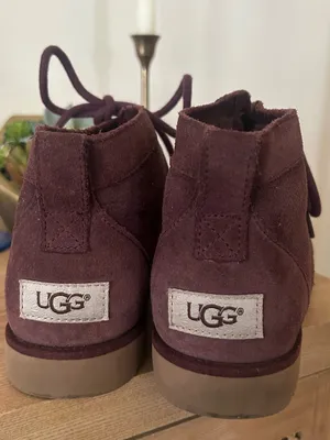 UGG Bethany Ankle Boots Lace Up Suede Sheepskin Chukka Booties Burgundy Size 8.5 thumbnail 5