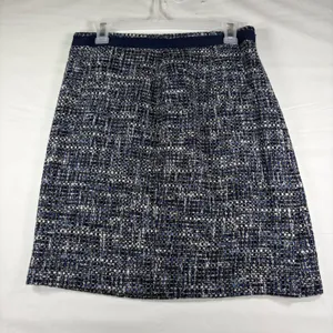 Brooks Brothers‎ Navy Blue White Tweed Wool Blend Skirt Size 6 Italian Fabric thumbnail 2