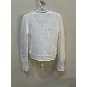 John Galt White Button Front Tie Cardigan Wool Angora Blend White One‎ Size thumbnail 4