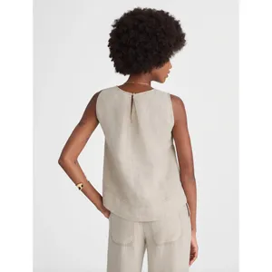 Madewell Linen Pleated Shell Top Sleeveless Minimalist Oat Beige XS NWT thumbnail 3