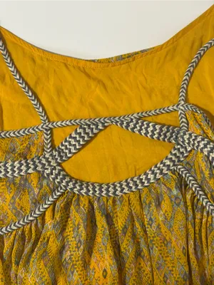 Free People Periscope Yellow Printed Sundress Spaghetti Strap Boho women’s Sz XS thumbnail 12