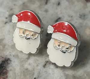Santa Claus Stud Earrings - Red and White Holiday Earrings thumbnail 1