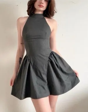 Zara Charcoal Halter Fit and Flare Mini Dress thumbnail 1