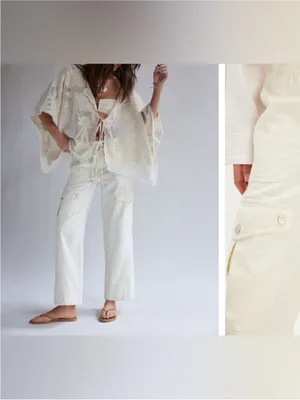 NWOT Free People We The Free Park Ave Pants - ivory - Large thumbnail 7