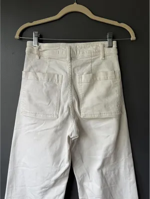 Zara The Marine Straight White Cropped Raw Hem Jeans Size EUR 34 / US 2 thumbnail 12