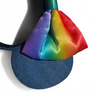 Disney Parks Pride Minnie Ears Denim Rainbow Bow Embroidered Authentic thumbnail 8