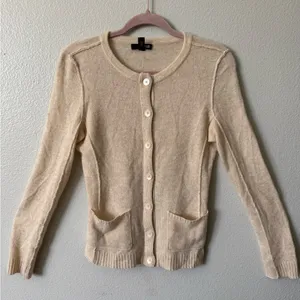 100% Cashmere AQUA Cream Button Front Cardigan Sweater M | Classic Luxe Knit thumbnail 2