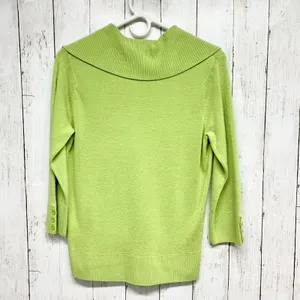 Vintage White Stag Sweater Women Sz Small Green Collared Button Front 3/4 Sleeve thumbnail 5