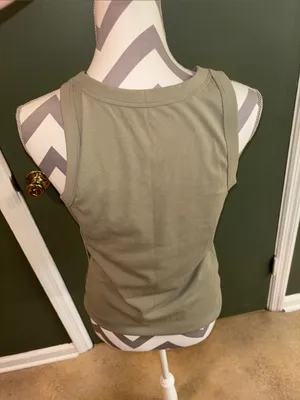 Sleeveless High-Neck Tank Top in Olive thumbnail 3