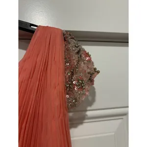 MAC DUGGAL Size 16 Coral Gown Wedding Formal Ball Gown Pleated Bodice Sequins thumbnail 7