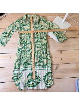 Figueroa & Flower EUC Women's Green Fern Print Midi Dress Missing Belt Size M thumbnail 6