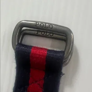 Vintage Ralph Lauren Polo Women's Red/Blue Stripe Double D Ring Preppy Belt thumbnail 4