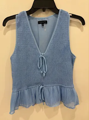1. State Blouse Blue Sleeveless thumbnail 1
