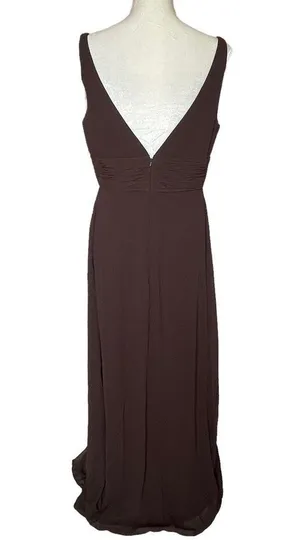 Bill Levkoff Womens Chiffon Special Occasion Dress Size 14 Brown Maxi Sleeveless thumbnail 4