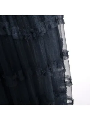 NWT Sau Lee Camille Tulle Ruffle Gown 4 Black Sheer Tiered Bustier Aline thumbnail 9