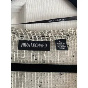 Nina Leonard Open Knit Mesh Cardigan Womens Size XL‎ Cream Boho Festival Minimal thumbnail 2