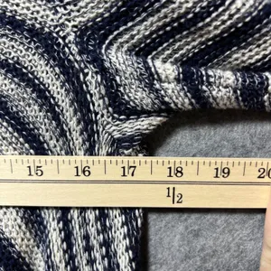 Billabong‎ Open Front Drape Cardigan Knit M Navy Blue White Striped Boho Fringe thumbnail 7