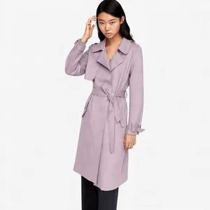 Zara Faux Suede Lavender Trench Coat Dusty Lilac Tie Waist Soft Minimalist S thumbnail 2