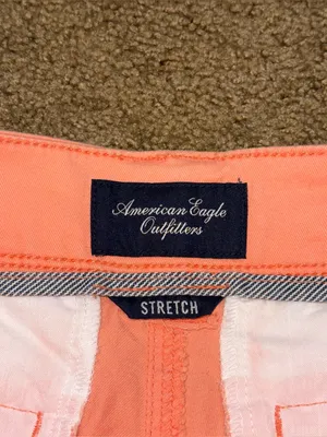 American Eagle Low Rise Micro Mini Chino Shorts Coral Tribal Geometric 0 Preppy thumbnail 4