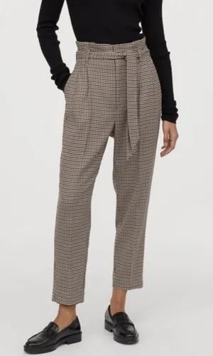 ZARA Plaid Paperbag Waist Trousers XS thumbnail 1