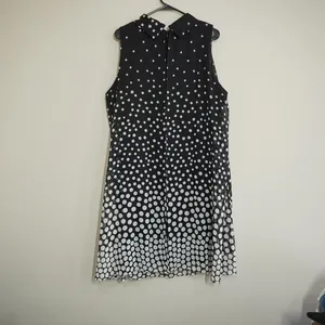 Jessica Howard Shift Dress 18W Black‎ White Polka Dot Ombre Chiffon Sleeveless thumbnail 5