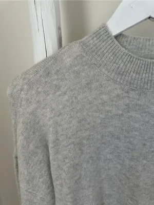 Loft Women’s Tie Hem Soft Crewneck Gray Sweater Size Large thumbnail 3