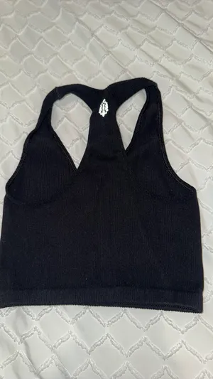Free People Movement Black Ribbed Cropped Tank thumbnail 3