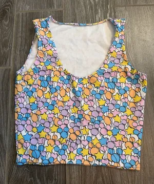 Womens Disney multicolored pastels Balloon spandex quick dry cropped Tank Top XS thumbnail 1