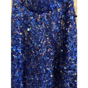 Vintage Laurence Kazar Blue Silk Hand Sequined‎ Halter Top Sz Small 90's Retro thumbnail 2