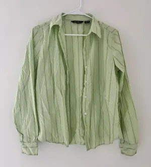 Eddie Bauer green striped button up shirt thumbnail 1