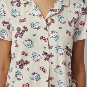 Hello Kitty Bows  Two Piece Pajama Set in Size Large NWT thumbnail 2