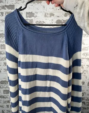 Aerie | women striped rolled neck knitted sweater square neck thumbnail 1
