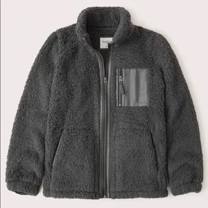 Abercrombie & Fitch Soft A&F Leather Trim Sherpa Fleece Jacket Size Small thumbnail 2