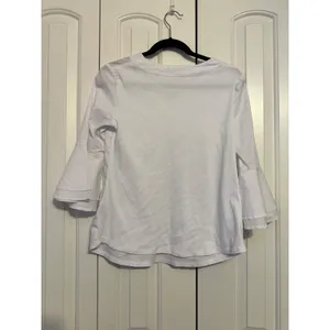 Zac & Rachel V-Neck Blouse Bell‎ Sleeve White Professional Top Womens S thumbnail 4