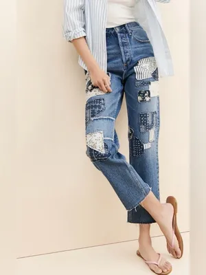 Sundance Driftwood Patchwork jeans Abbey mom Free People High Rise boyfriend boho floral thumbnail 13