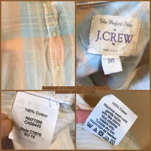 J. Crew "The Perfect Shirt" Peach & Blue Cotton Plaid Button Down (M) thumbnail 8