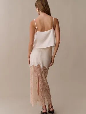 NWT Few Moda Saoirse Skirt size Medium M Lace Cream pink o.p.t thumbnail 3