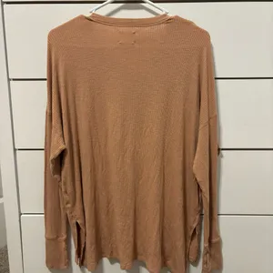 Aerie Offline Ribbed Thermal Oversized Comfy Snap Collar Tan thumbnail 2